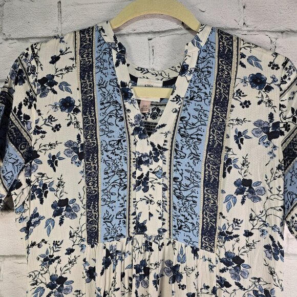 WOMENS KNOX ROSE SUMMER FLORAL PRINT BOHO STYLE DRESSS BLUE WHITE XS OVERSIZED - Picture 7 of 7